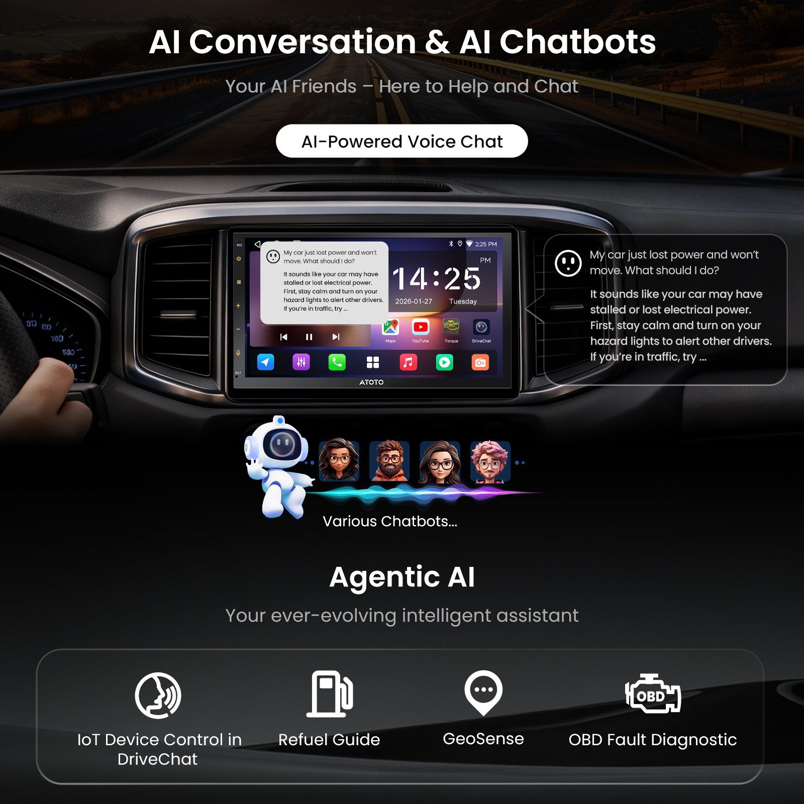 ATOTO A5L Double Din 7″ Car Stereo TouchScreen Wireless Carplay Android Auto