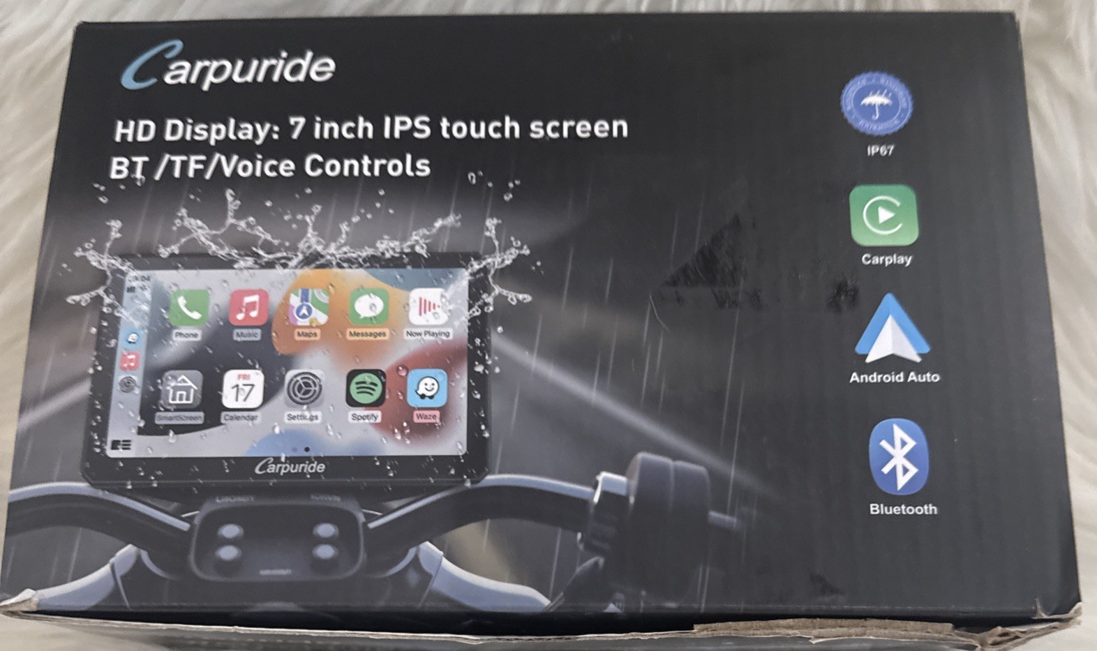 Carpuride W702 7” Motorcycle CarPlay & Android Auto GPS Navigation Screen-OPEN B