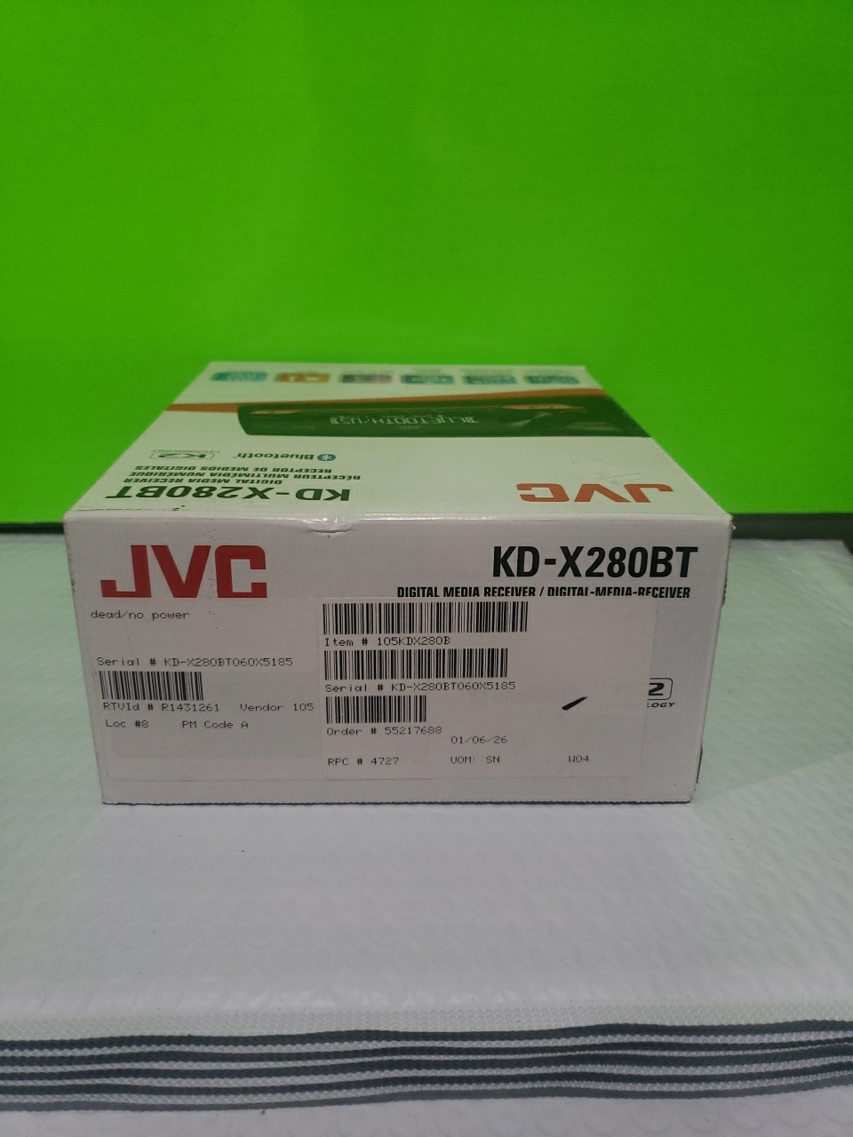 JVC KD-X280BT 1-Din Car Stereo Digital Media Receiver with Bluetooth Open Box