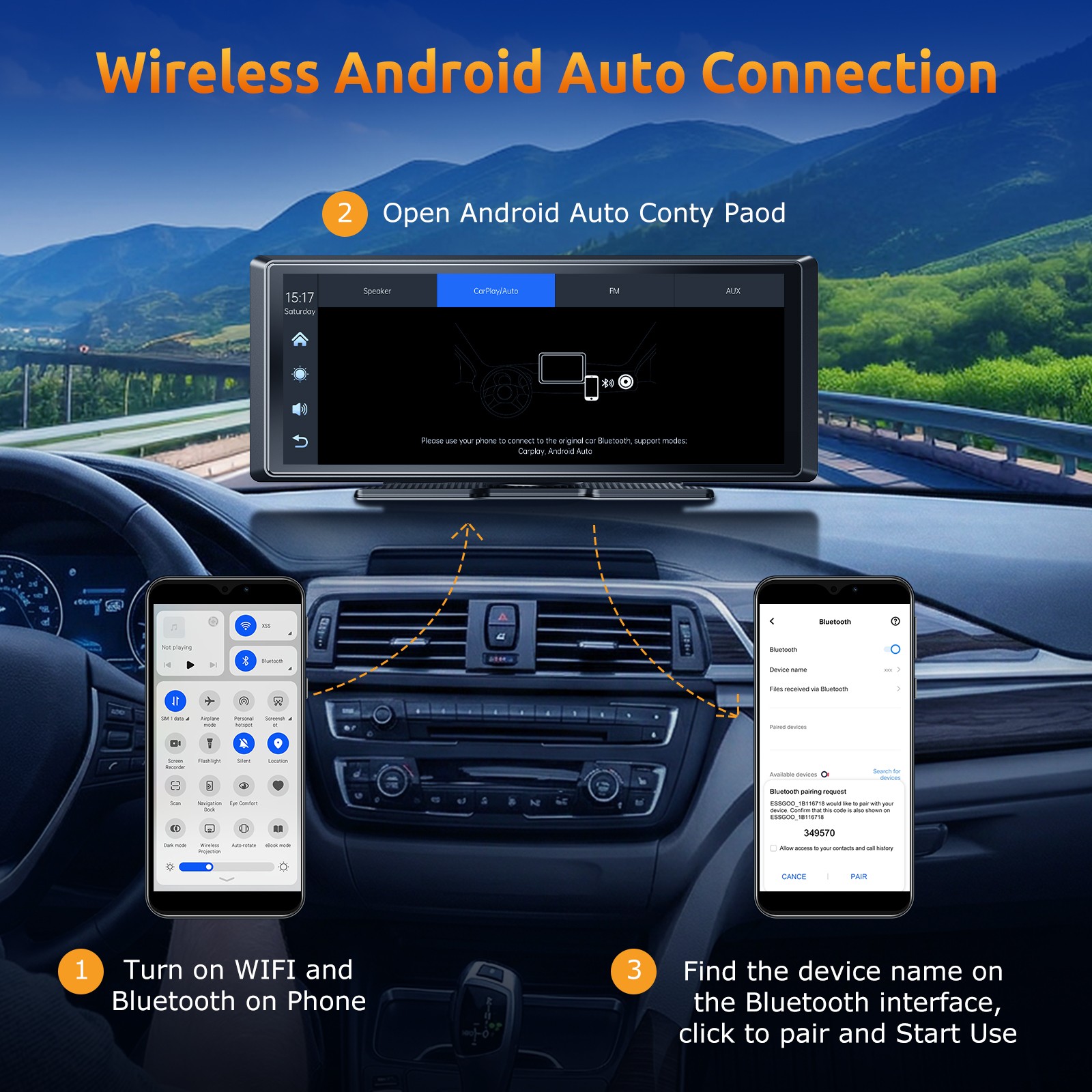 8.1 Inch Dash Cam 2K Touch Screen Car Stereo Portable Apple Carplay Android Auto