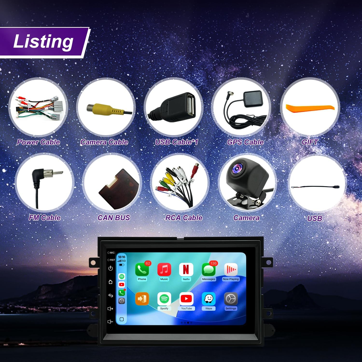5G WiFi Upgrade Radio for Ford Mustang, Edge, Escape | CarPlay, GPS, Bluetooth