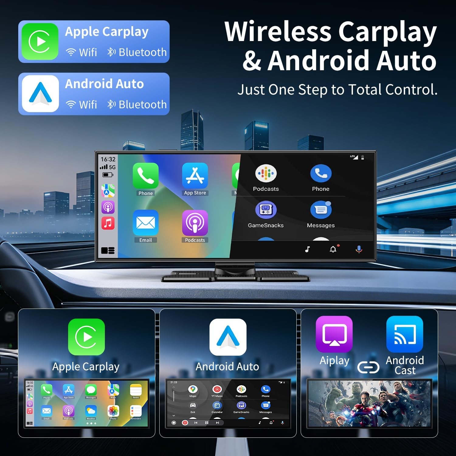 11.5” Wireless CarPlay & Android Auto Touch Screen, 1080p, GPS, Bluetooth, Backu