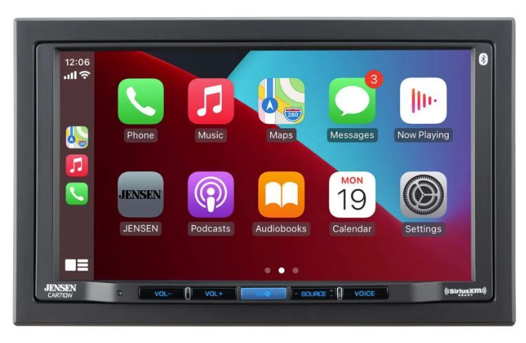 JENSEN 7” TOUCHSCREEN DOUBLE-DIN RECEIVER w/WIRELESS APPLE CARPLAY, ANDROID AUTO