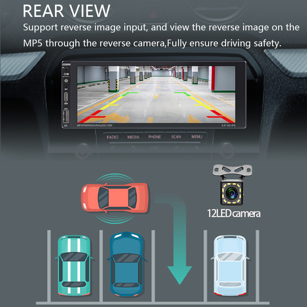 1 Din 6.9″ Wireless Carplay Android Auto Car Radio Touch Screen Bluetooth RDS AM