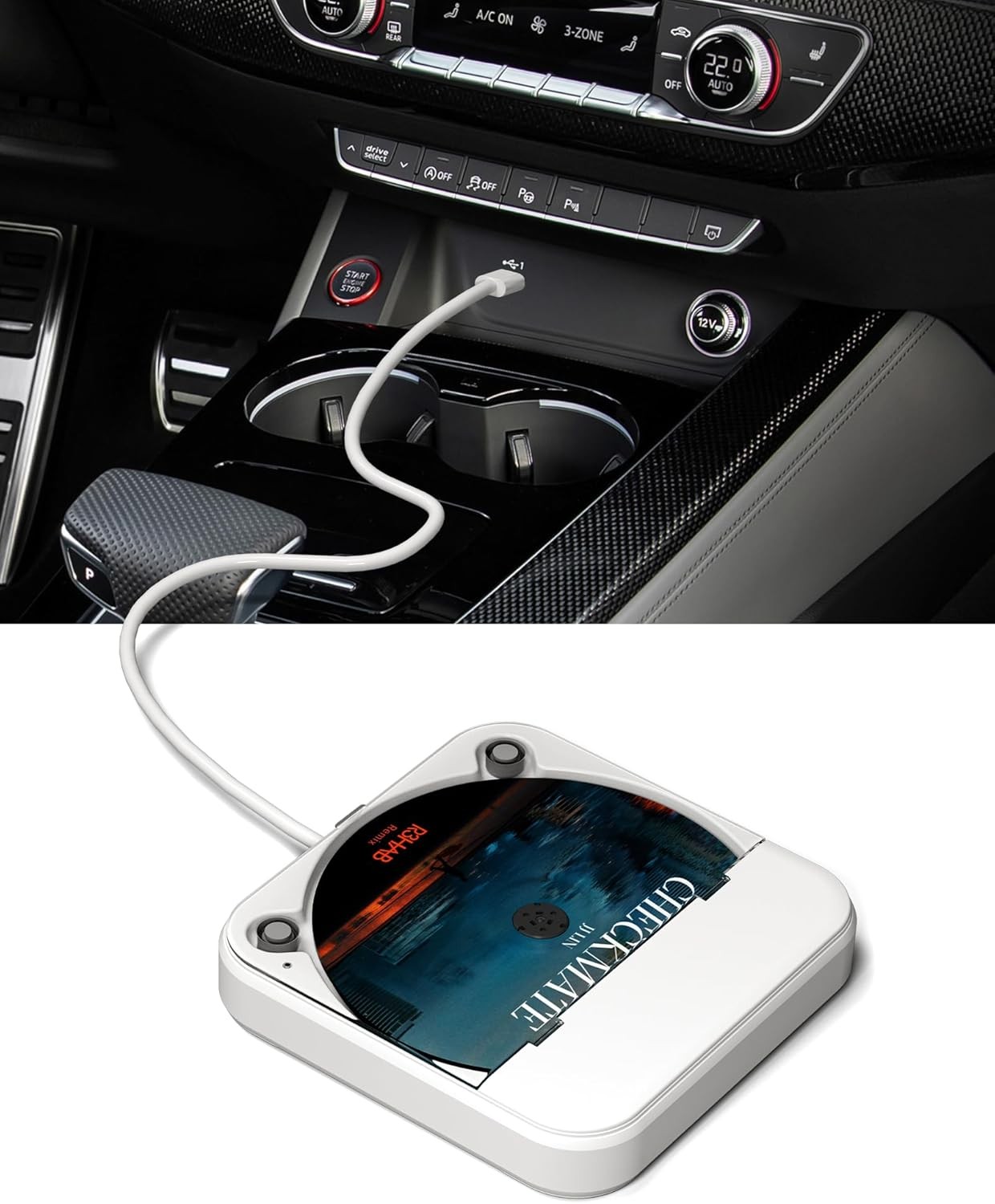 ENVYCLOUD Portable Car CD Player with USB/AUX Port,External CD Player