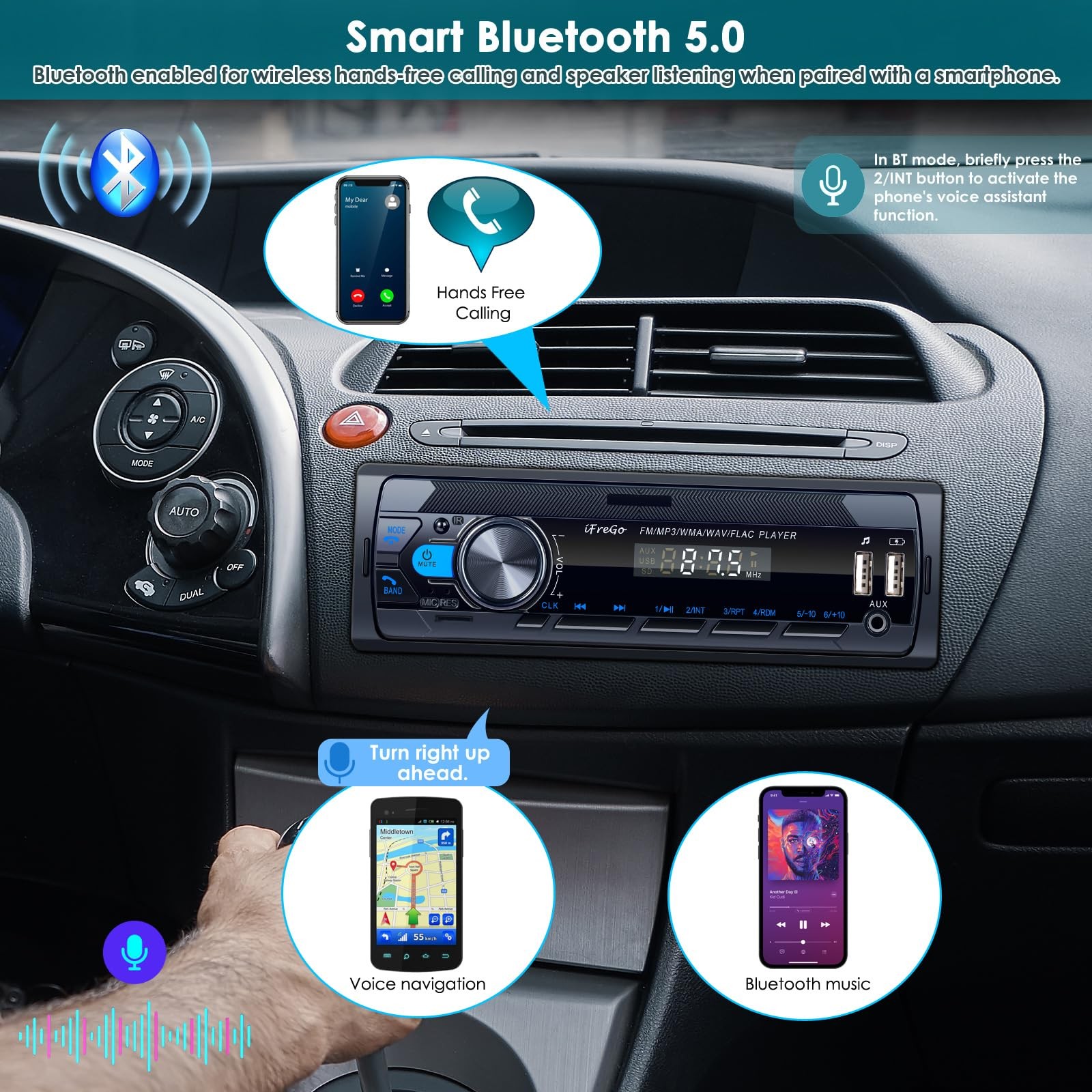Car Radio Bluetooth, Single DIN Car Stereo,FM Radio,Car Audio Receivers with …