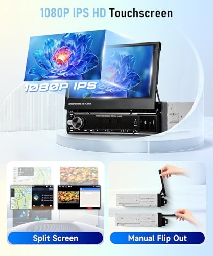 Wireless CarPlay Single Din Car Stereo,5.1 Bluetooth Car Radio AM/FM/RDS,7
