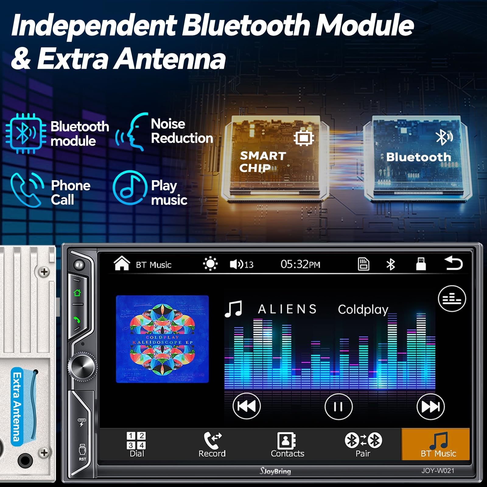 7″ QLED Double Din Car Stereo Compatible with Wireless Apple CarPlay & Android