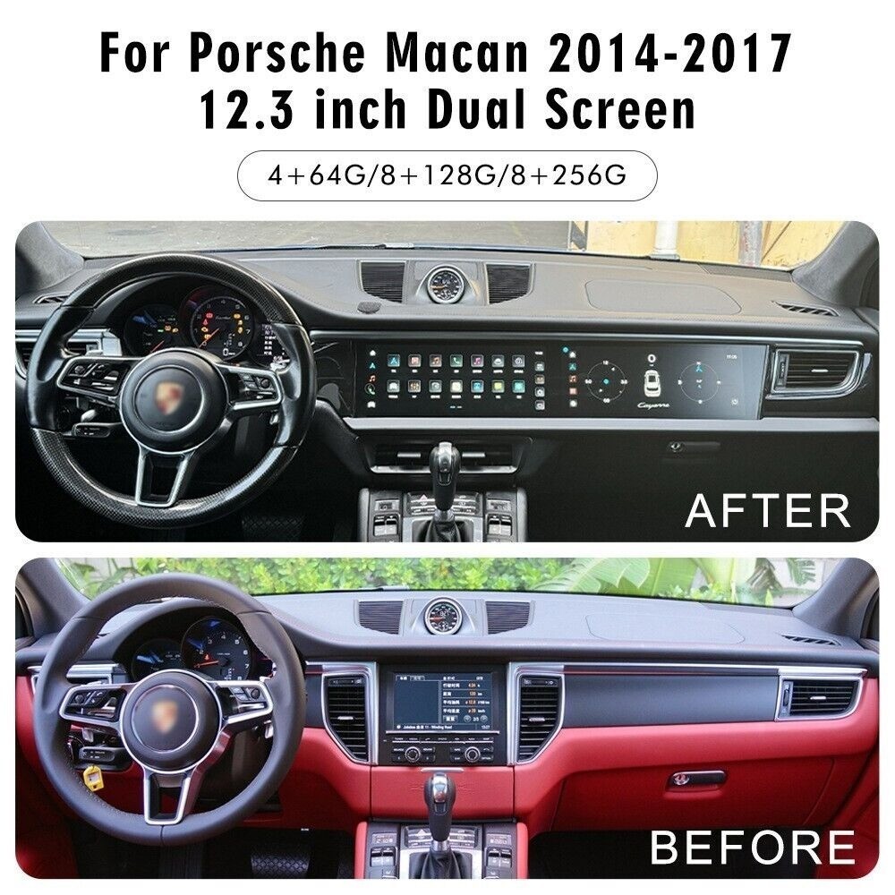 For Porsche Macan 2014-2017 Dual 12.3 inch Screen Car Stereo Radio Android Navi