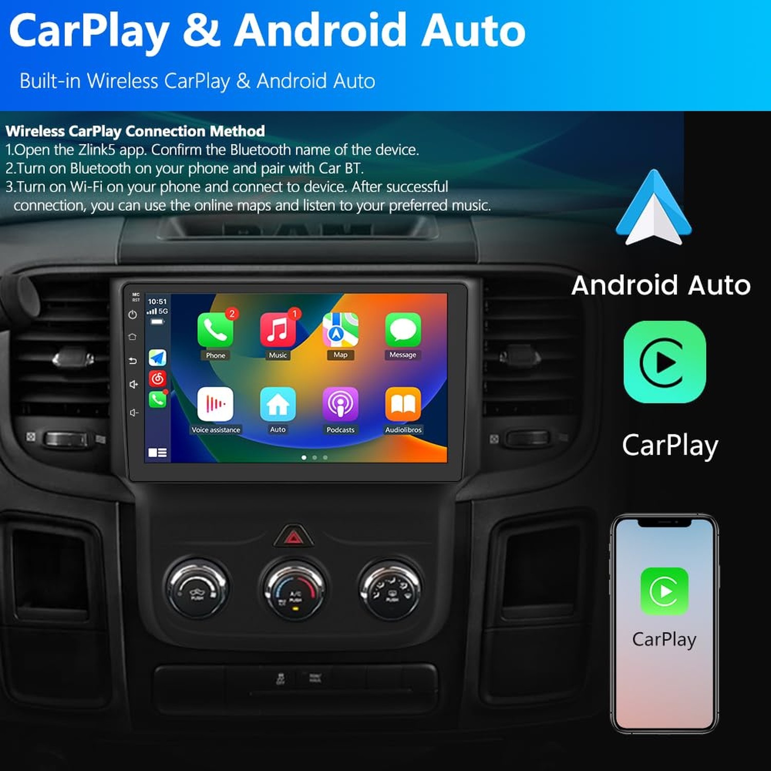 Android 13[2GB+32GB] Car Radio Stereo for Dodge RAM 1500 2500 3500 2013-2019 …