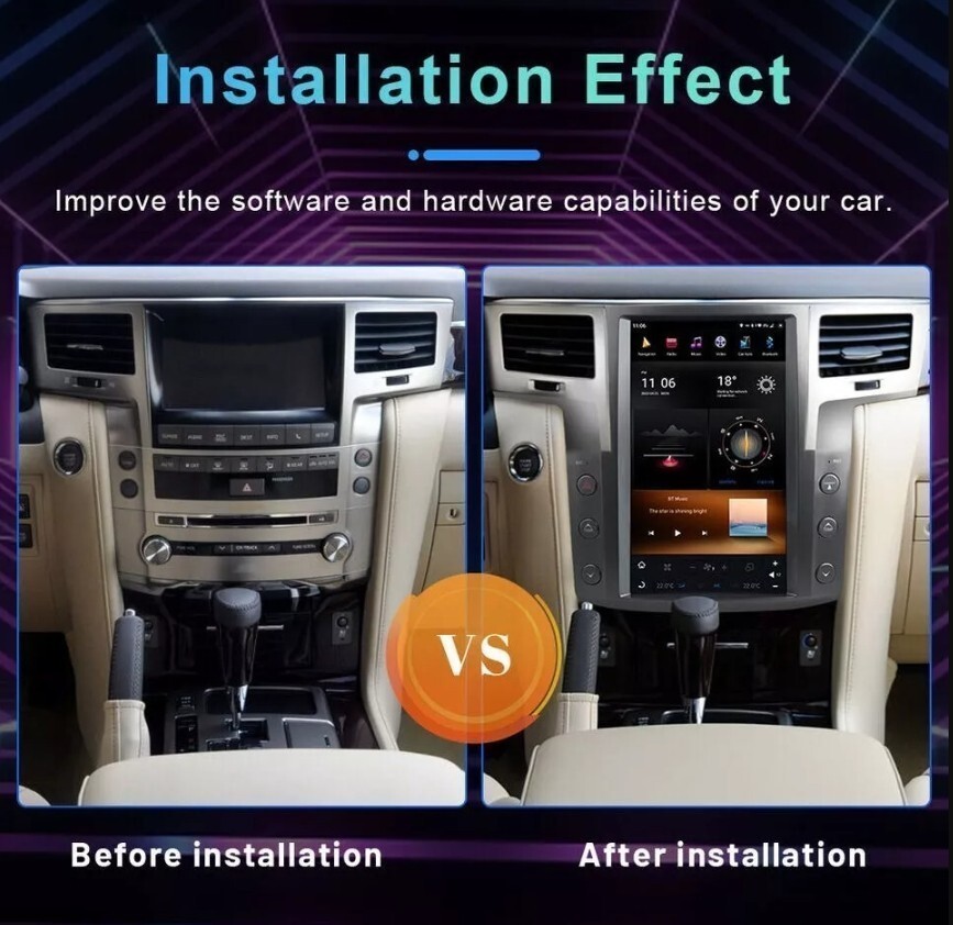 8+128GB 13.6″ Large Screen Car Stereo GPS Navi Carplay For Lexus LX570 2007-2015