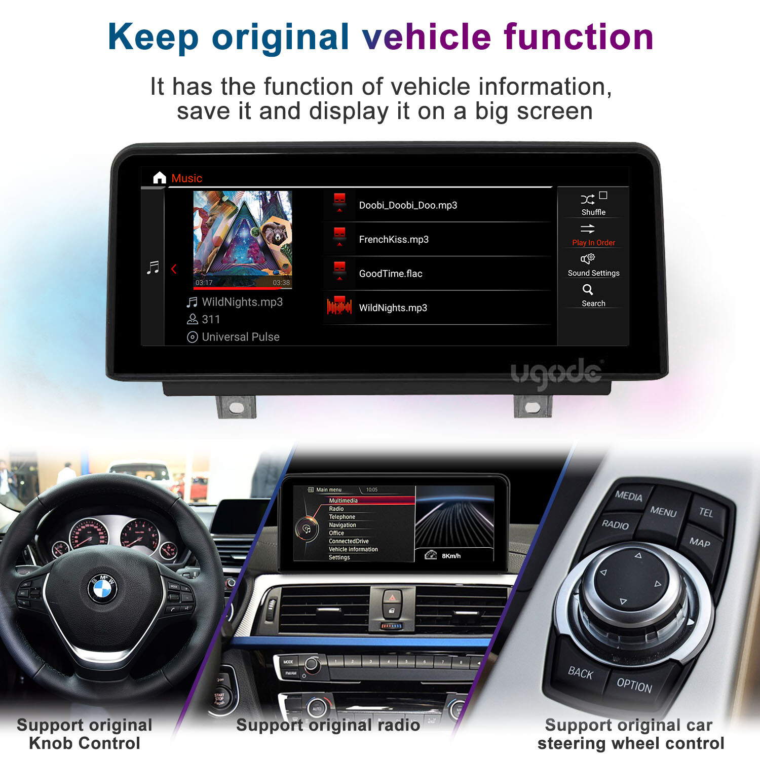 Ugode 10.25inch Android Screen CarPlay GPS BMW 3/4 Series F30 F31 2012-2017 NBT