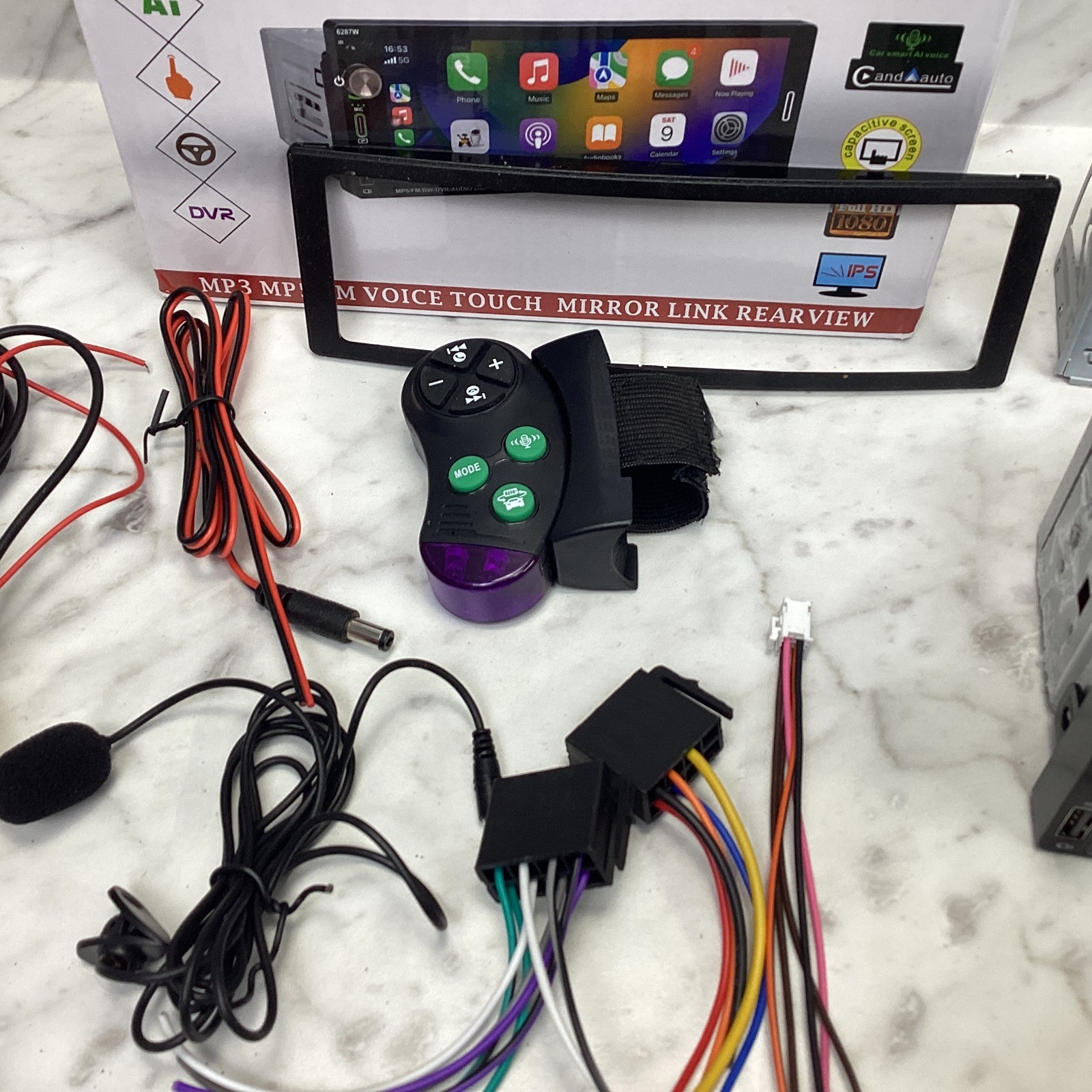 Single Din Car Radio Touchscreen (6.9″) Compatible with Apple CarPlay [Wireless]
