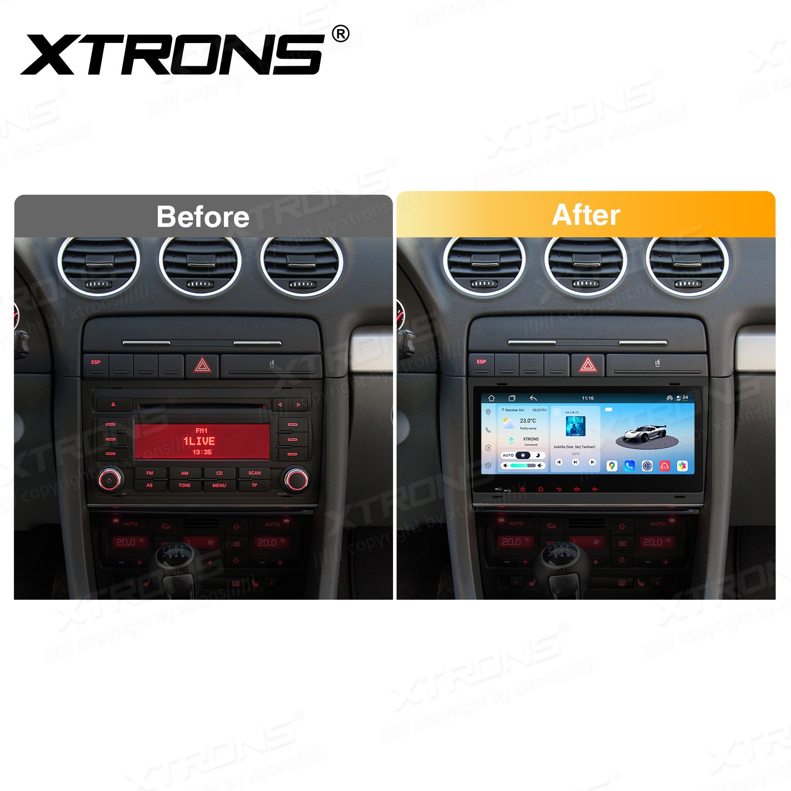 Android 14 Car GPS for Audi A4 S4 RS4 8 Core 4GB 64GB Wireless CarPlay DSP WiFi