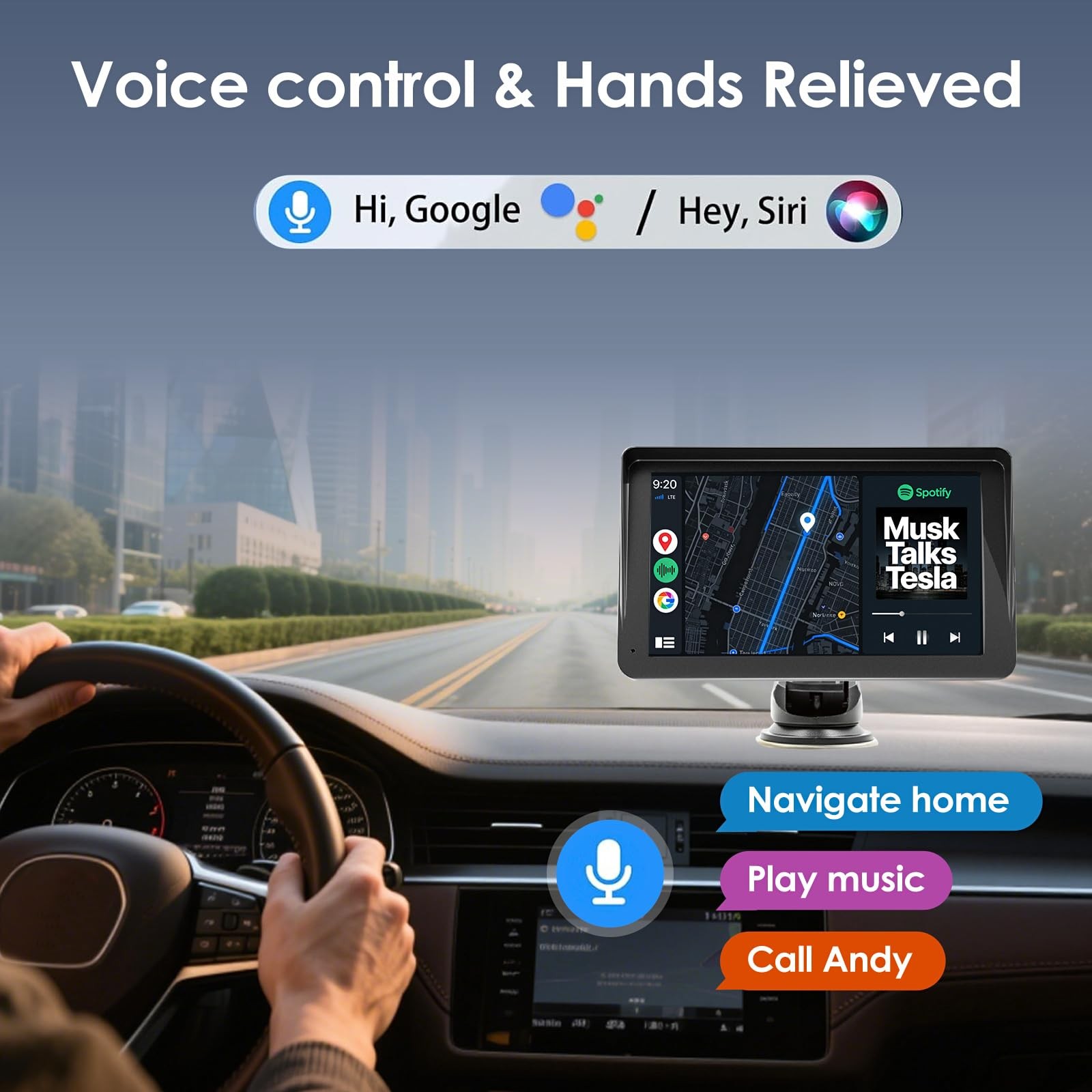 BY-J 7” Wireless Carplay Screen for Car with 1080P Backup 7 in, V7-7in