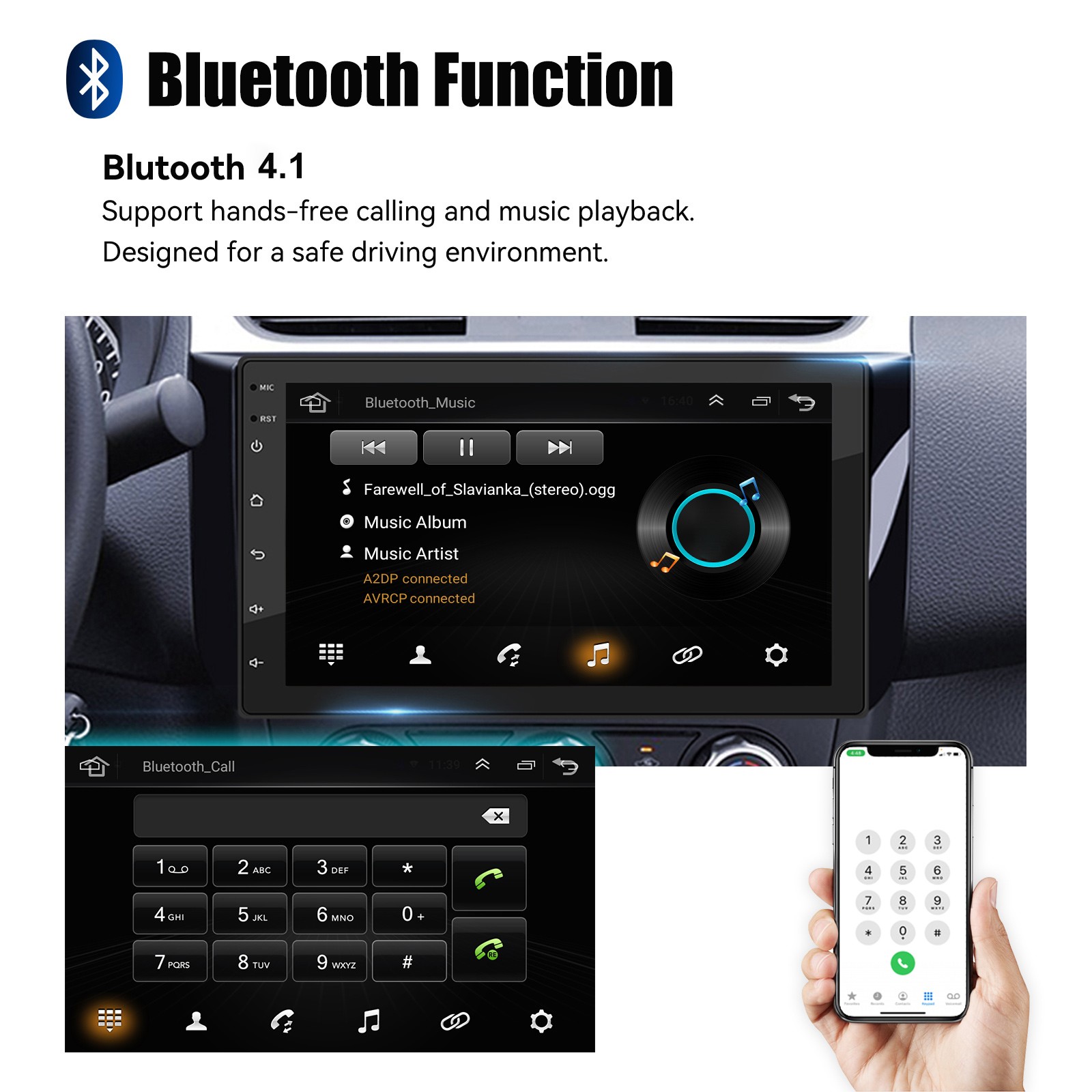 9″ Car Stereo Radio Single 1 DIN Apple CarPlay/Android Auto Touch Screen USB FM