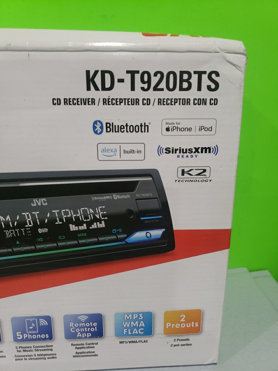 NIB JVC KD-T920BTS 1-DIN, AM/FM/CD Car Audio Receiver w/ Bluetooth USB Open Box