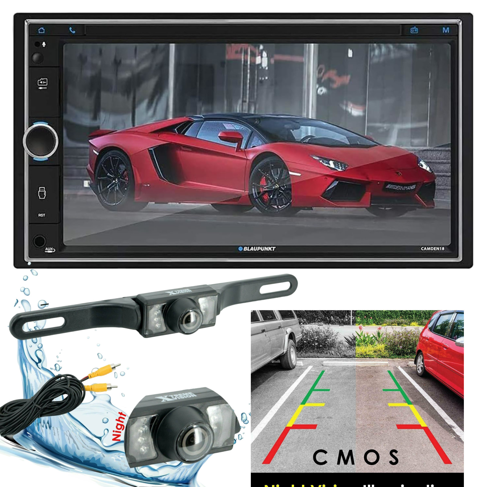Blaupunkt 6.9″ 2-din car stereo Mirror link Wire Carplay AM FM Receiver + CAM