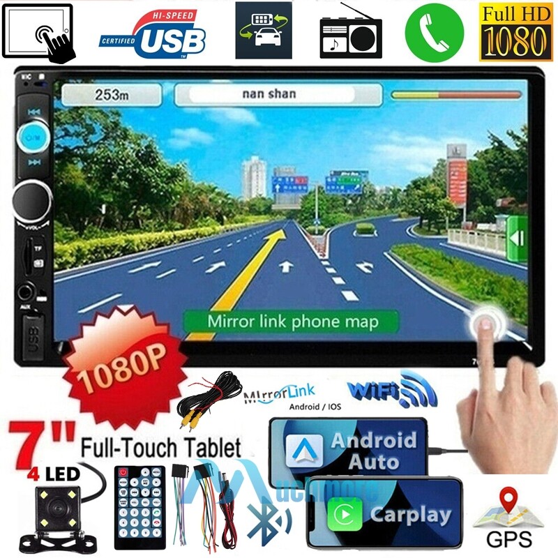 7” Double 2 Din Touch Screen Car Stereo Radio MP5 BT Android/IOS Carplay+Camera
