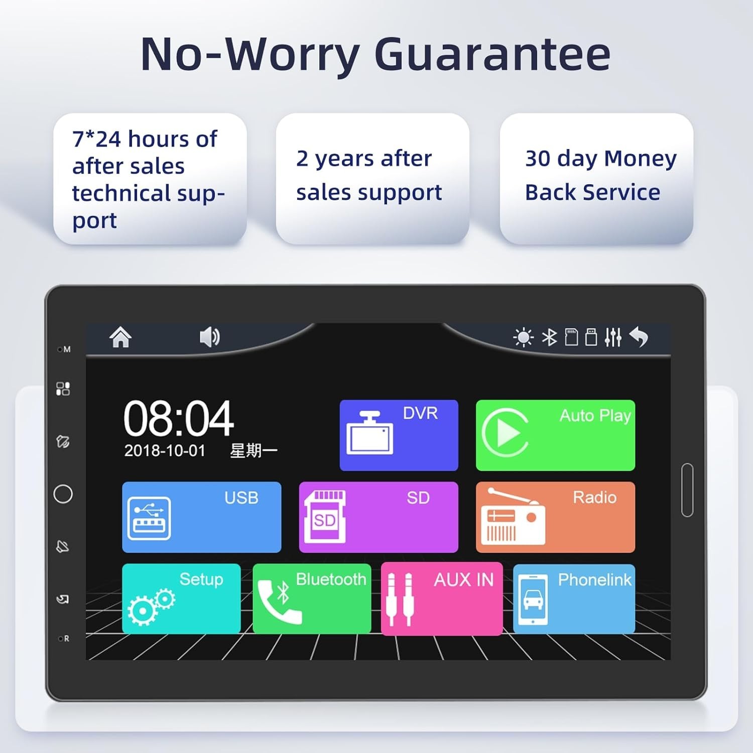 10 Inch IPS Touchscreen Radio – Supports CarPlay, Android Auto & Backup Camera