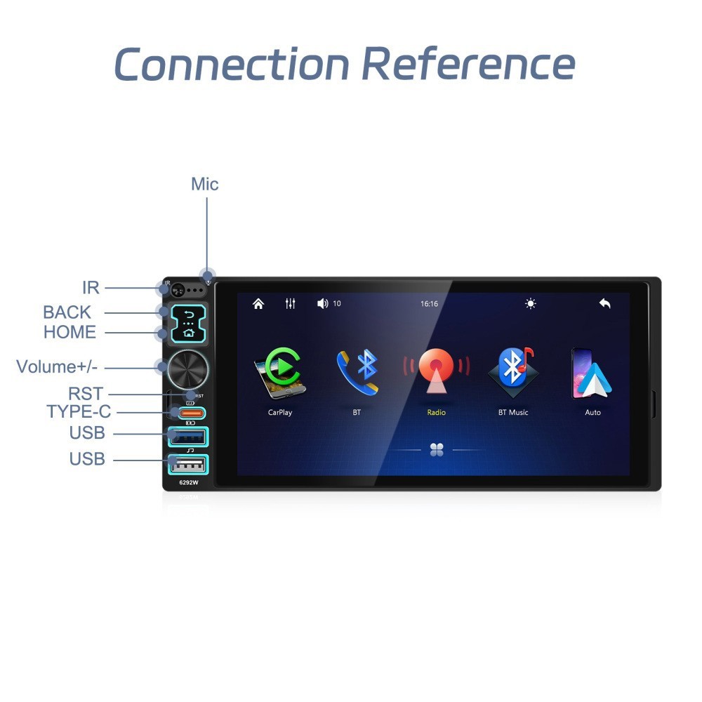 6.9 Inch SINGLE DIN CAR STEREO WIRELESS CARPLAY TOUCHSCREEN BLUETOOTH RADIO USB