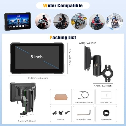CarPlay Screen for Motorcycle,Portable Wireless Carplay/Android Auto for