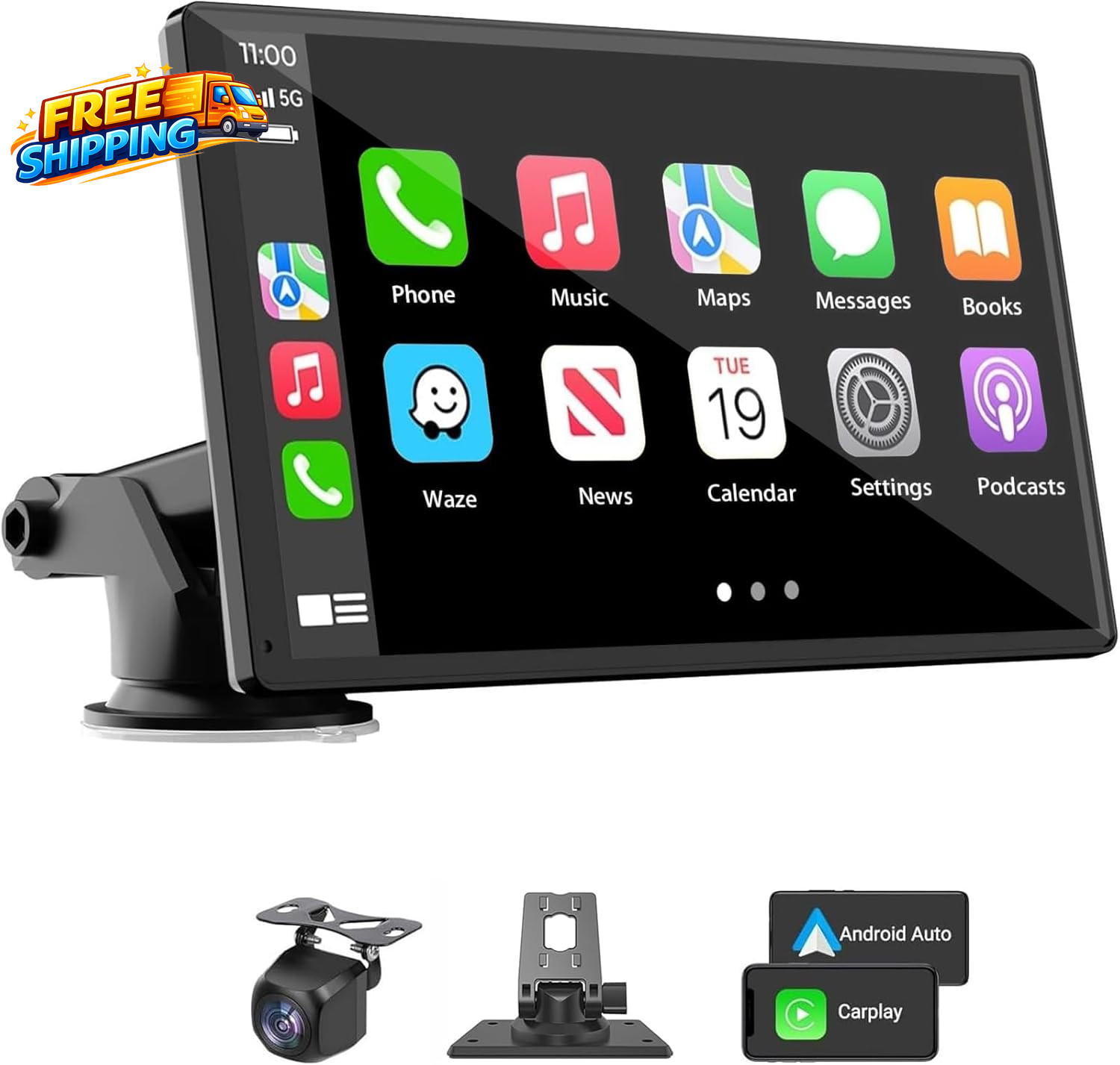 Portable Wireless Carplay Car Stereo 7 HD Touchscreen for Car with Apple Carplay