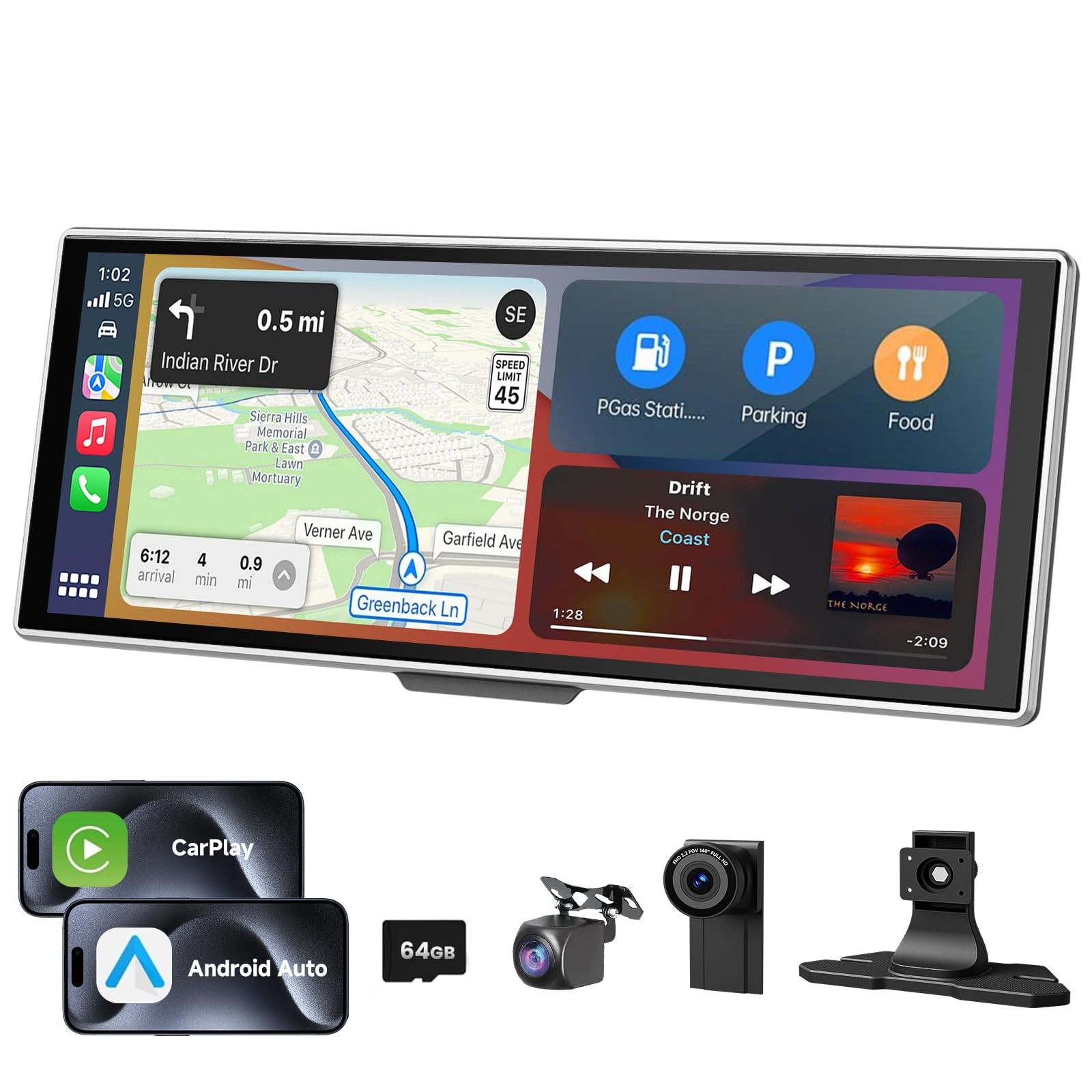 11.26 Inch HD Touchscreen Car Display, Wireless CarPlay/Android Auto Screen f…