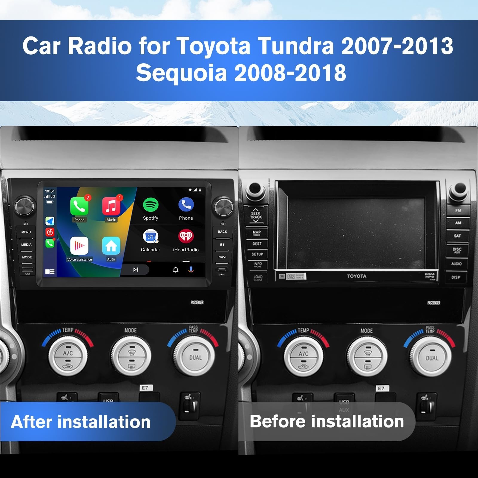 9 Inch Car Radio for Toyota Tundra 2007-2013 Sequoia 2008-2018, Android 13 To…
