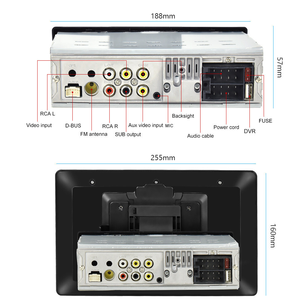 Touch Screen Radio BT Single Din Car Stereo MP5 For Apple Carplay Android Auto