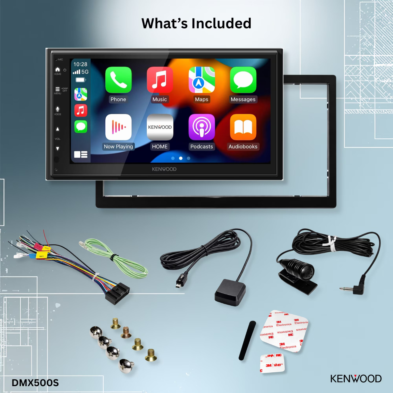 KENWOOD DMX500S 6.8″ Touchscreen Car Stereo with Wireless & Wired Apple CarPlay