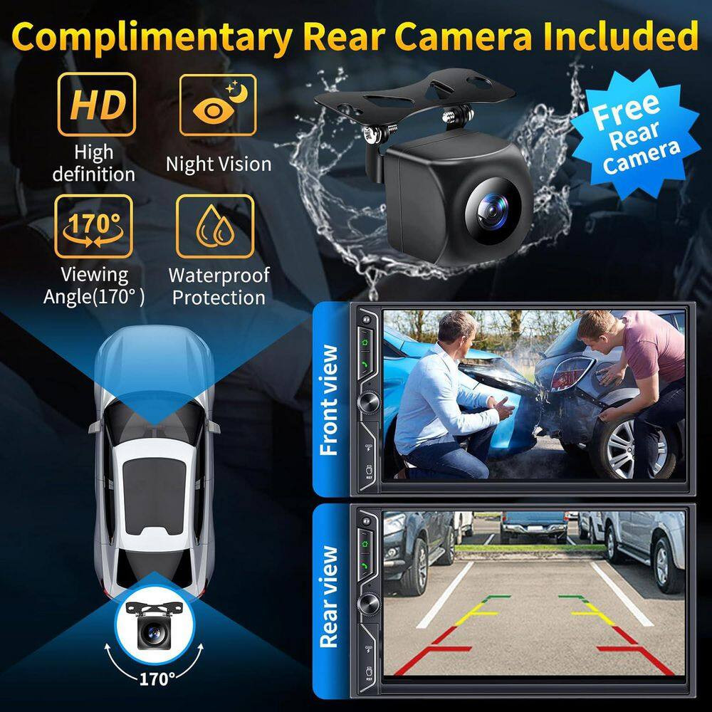 Double Din Car Stereo Wireless Carplay Android Auto Bluetooth 4.2-Channel Audio