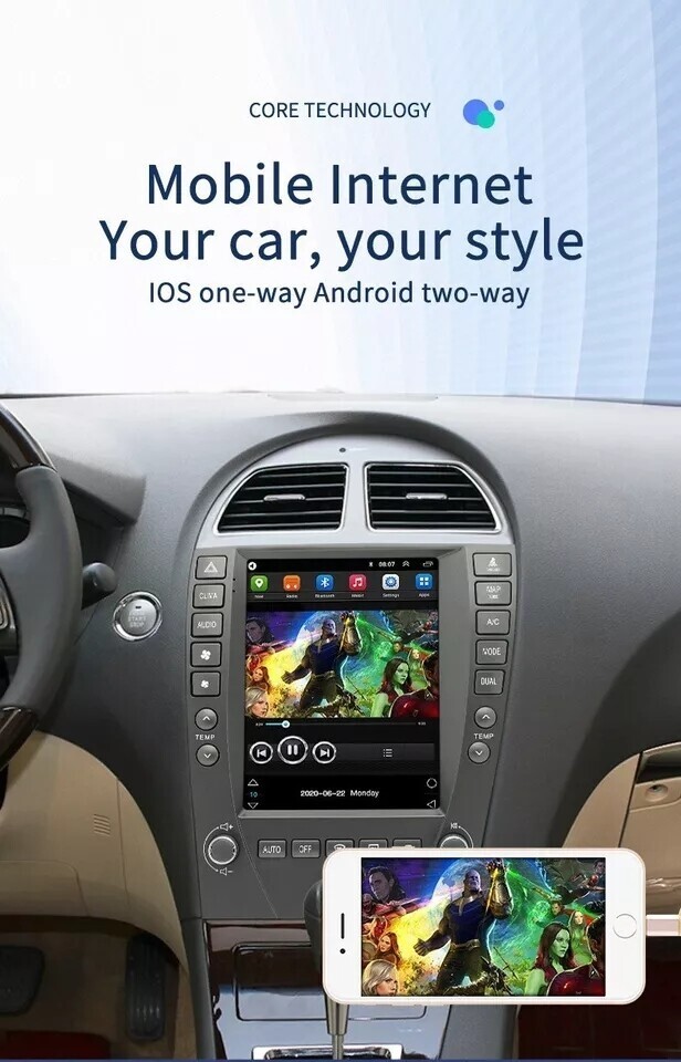 Used 9.7″ Car Radio Wireless CarPlay 2+32GB For Lexus ES240 ES350 2006-2012