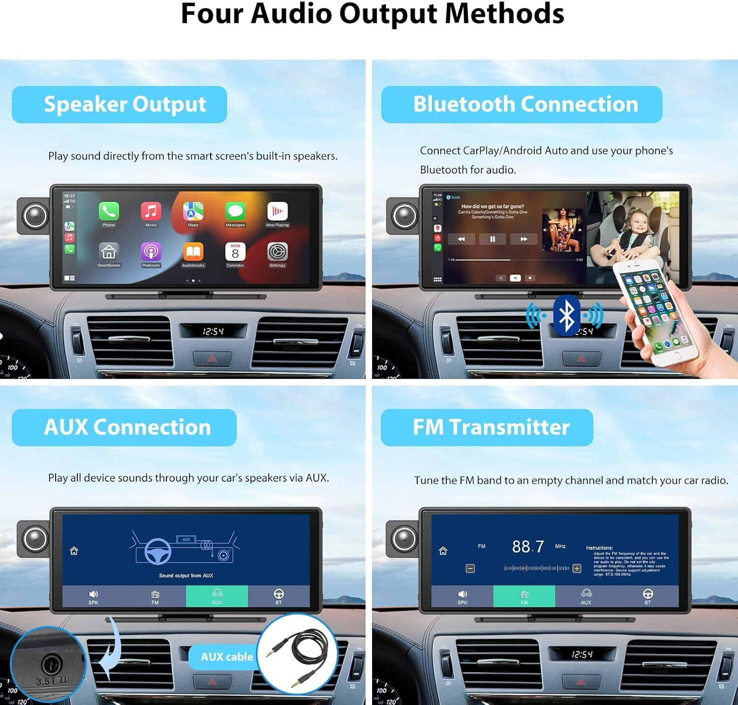 10.26 inch Carplay Video Recorder Portable Car Stereo Baby Monitor Back Seat NEW