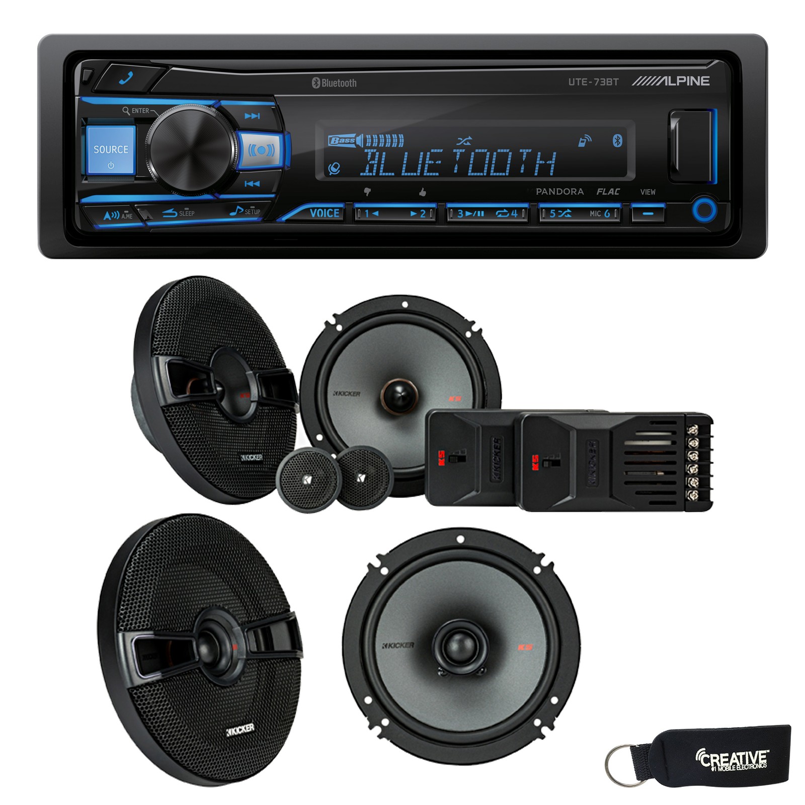 Alpine UTE-73BT BT Receiver No CD Kicker 44KSS6504 6.5″ 44KSC6504 6.5″