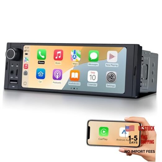 6.36″ Single DIN Car Radio Stereo, Linux System HD IPS Touchscreen with
