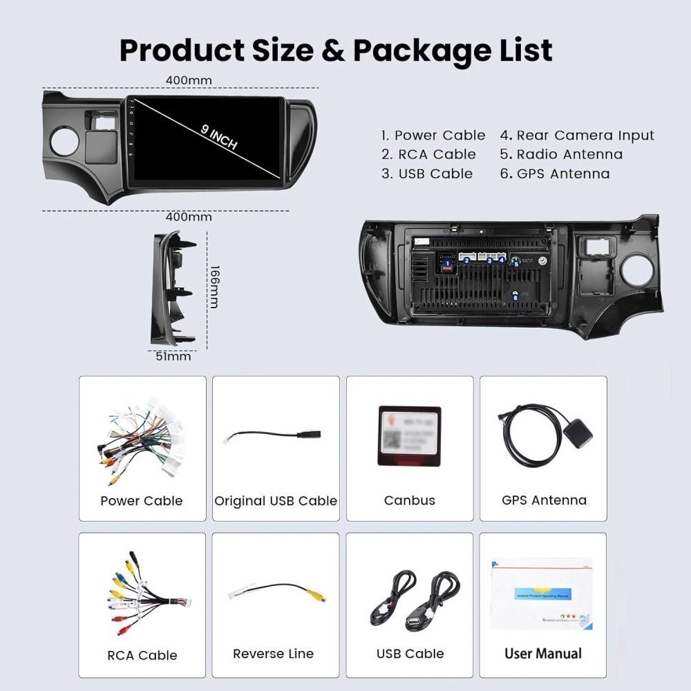 Android 15 Apple Carplay Car Stereo Radio For Toyota Prius C 2012-2014 GPS Navi
