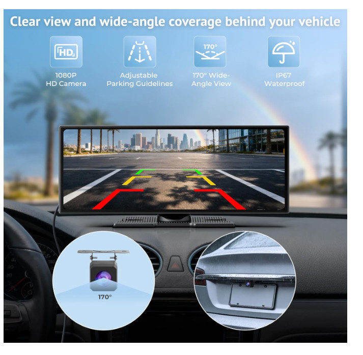 11.26″ Wireless CarPlay Screen for Car, Portable CarPlay & Android Backup Camera