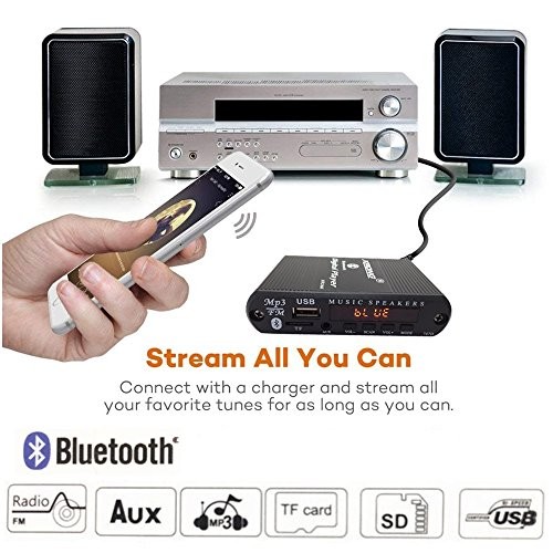 Bluetooth Audio Receiver FM Radio,MP3 Digital Player,LED 4-Digital Display,SD