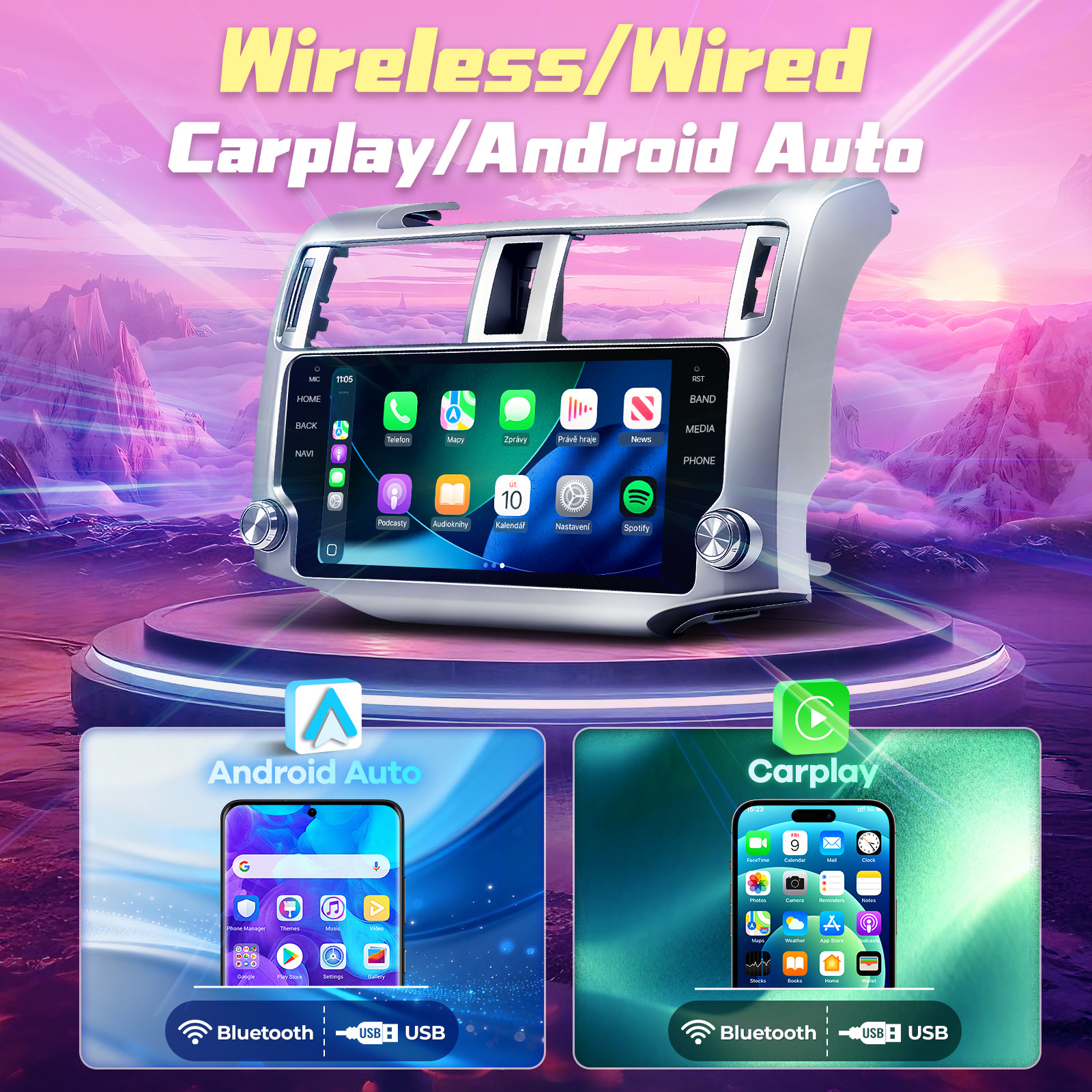 10.33″ Carplay For Toyota 4runner 2010-2019 Car Upgrades Stereo GPS Radio 4+32G