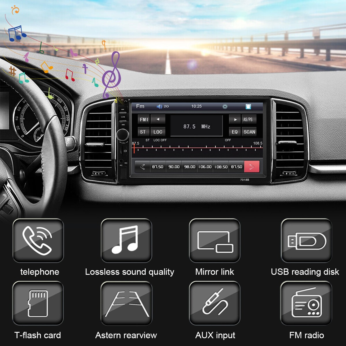 Car MP5 Player 7″ Double 2DIN Bluetooth Touch Screen Stereo Radio FM USB AUX TF