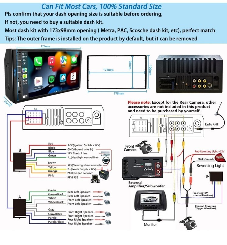Double Din Car Stereo with Dash Cam | 7INCH Touchscreen Car Radio Receivers…