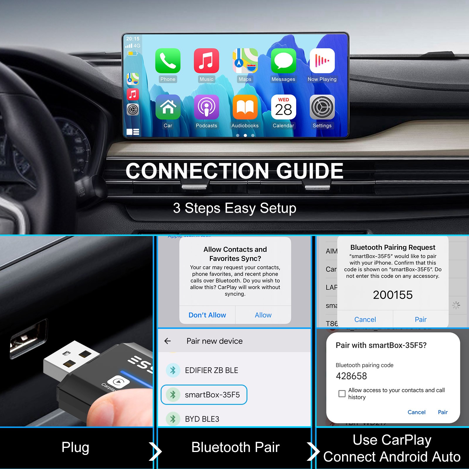 USB Wireless CarPlay Adapter For iPhone Apple Wireless Carplay Dongle Plug &Play