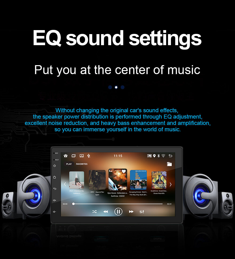 7″ Android11 Car Radio 1+16GB 2 Din Touch Screen GPS Wireless CarPlay WiFi/BT/FM