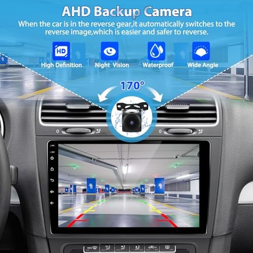 [4+64G] Wireless CarPlay Double Din Car [4+64G] 9″ Car Stereo with Carplay