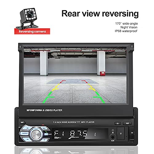 Bluetooth Single Din Car Stereo 7 Inch Retractable Touchscreen with Mirror Link