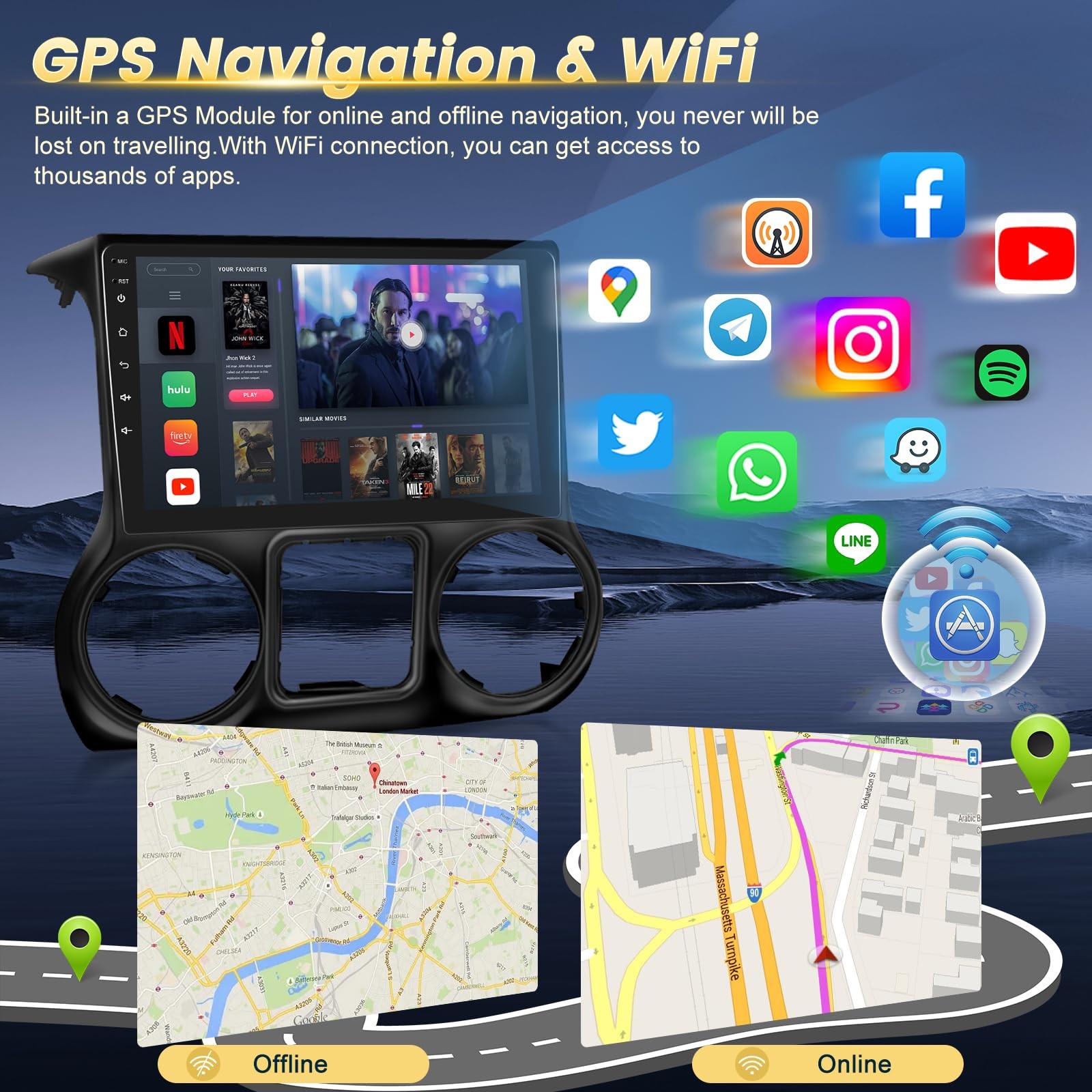 [2G+64G] 10 inch Screen for Jeep Wrangler Radio 2015 2016 2017, Android Wrang…