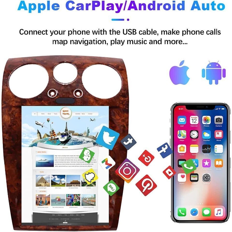 12.1″ For 2004-12 Bentley Flying Spur Continental Car Radio Stereo Carplay 4+64G