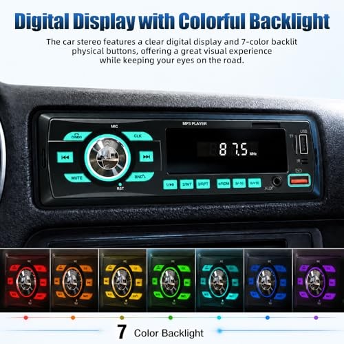 Car Radio Bluetooth Single DIN Car Stereo Audio, Car Audio with Dual Bluetooth