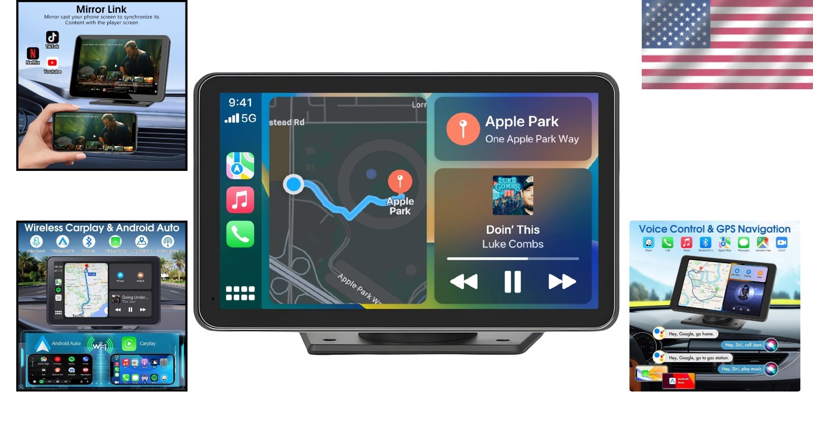 2025 7″ HD Carplay & Android Auto Screen with Navigation & Backup Camera